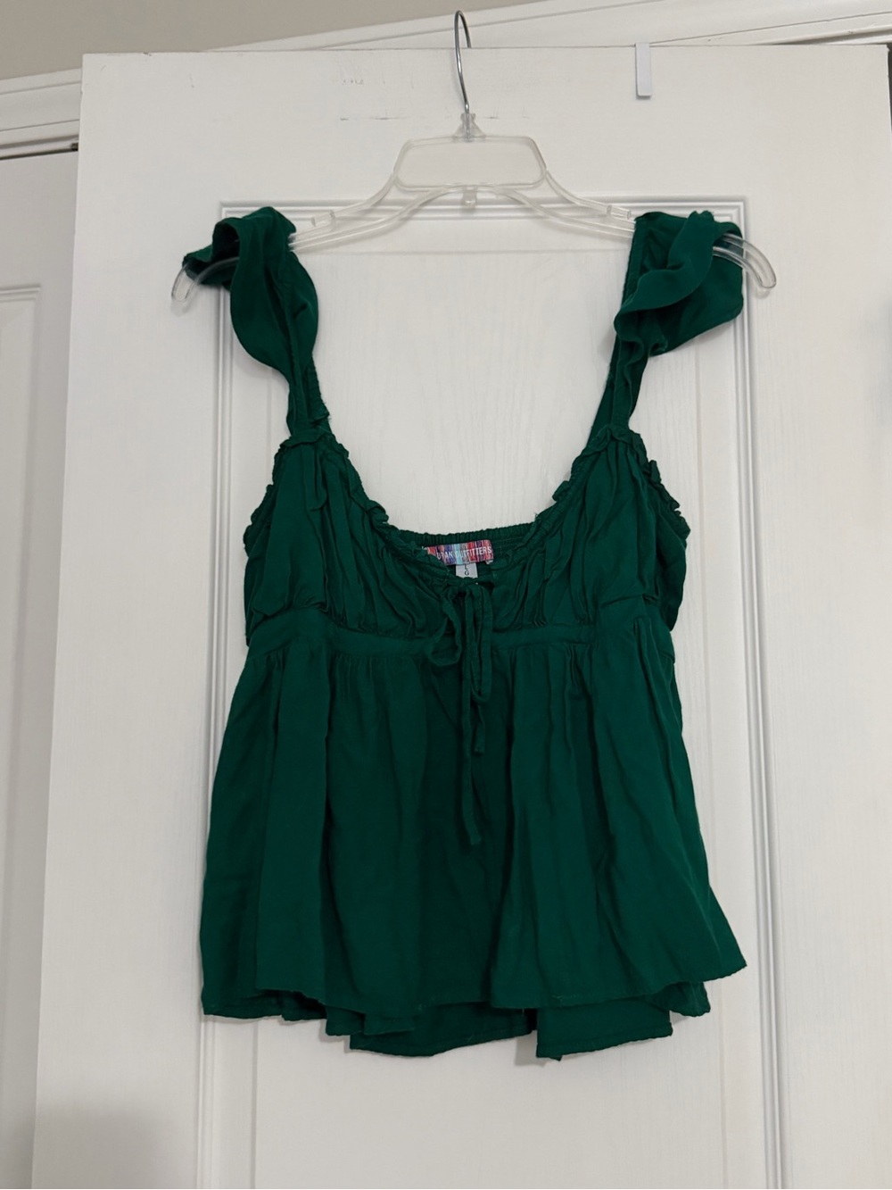 Urban Outfitters dark Green ruffle babydoll tank, size L